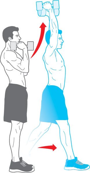Potisk nad glavo v gibanju za močna ramena